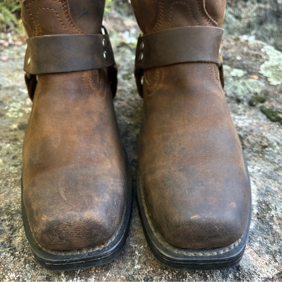 Cody James Harness Square Toe Leather Pull On Riding Cowboy Boots Brown Sz 8 - Picture 3 of 14